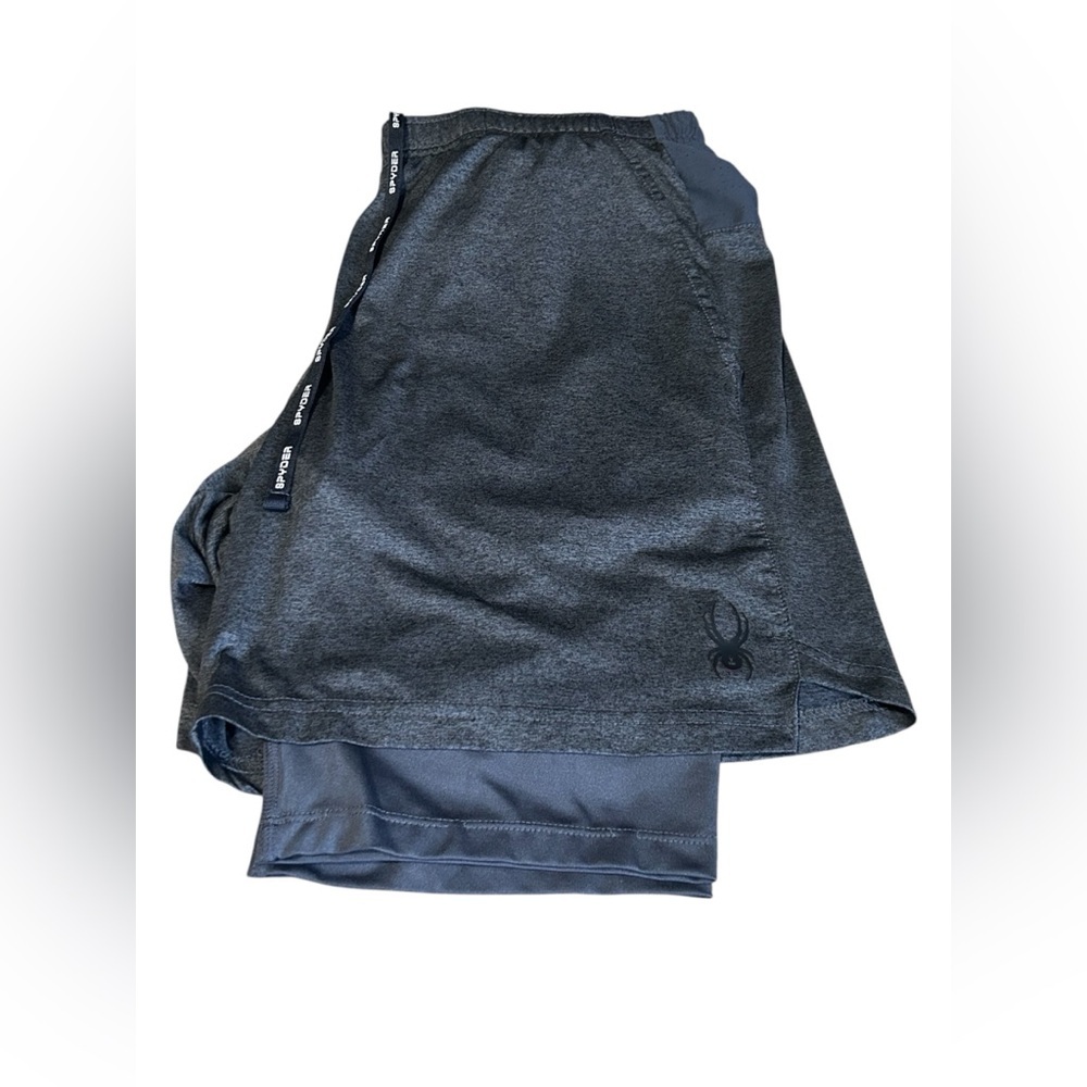 Spyder Active Gray Athletic Shorts Men’s Large Stretch Gym Running - Picture 4 of 14